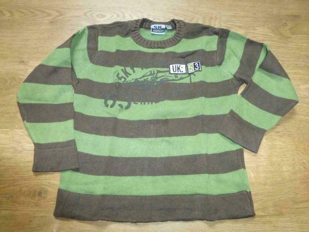 groene gestreepte trui Scamps and Boys maat 104 - 110, Garçon, Enlèvement ou Envoi, Pull ou Veste, Scamps & Boys