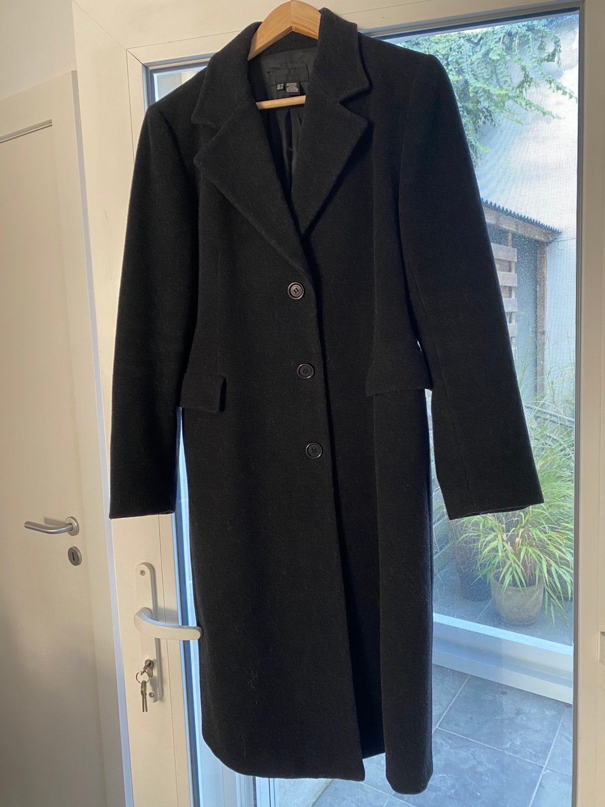 Zwarte mantel, Kleding | Dames, Ophalen, Zo goed als nieuw, Maat 38/40 (M), Zwart