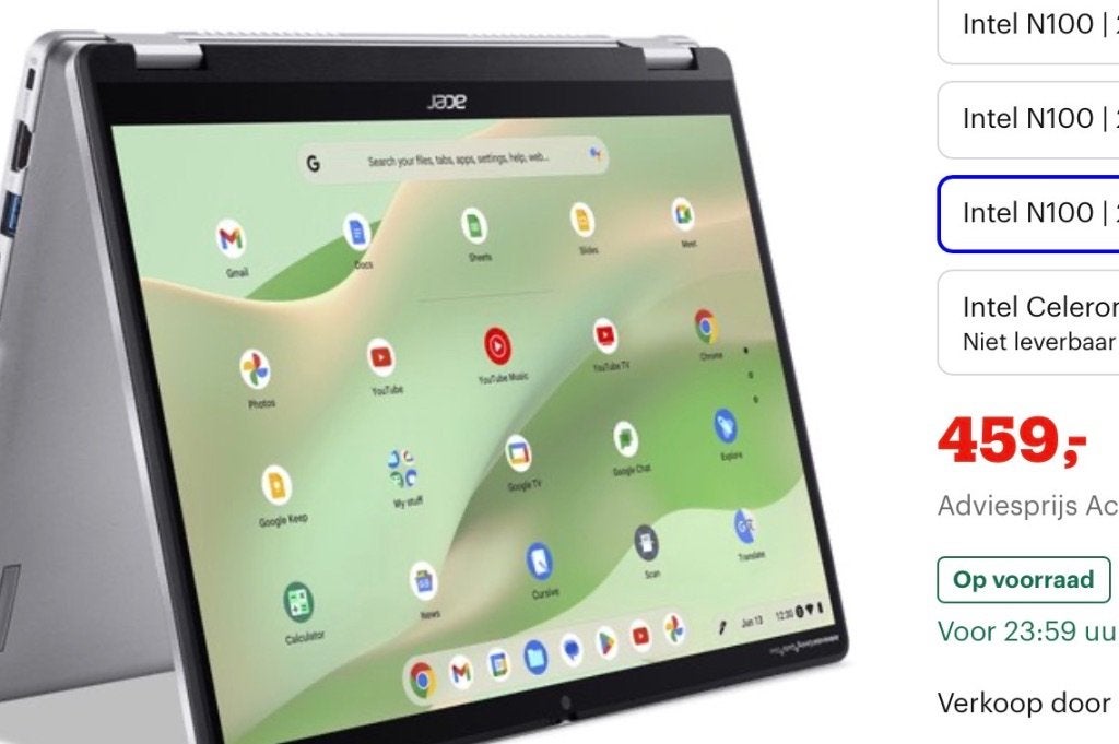 Chromebook spin 314 8gb 128gb met garantie+extra, Computers en Software, 14 inch, 8 GB, Touchscreen, Nieuw
