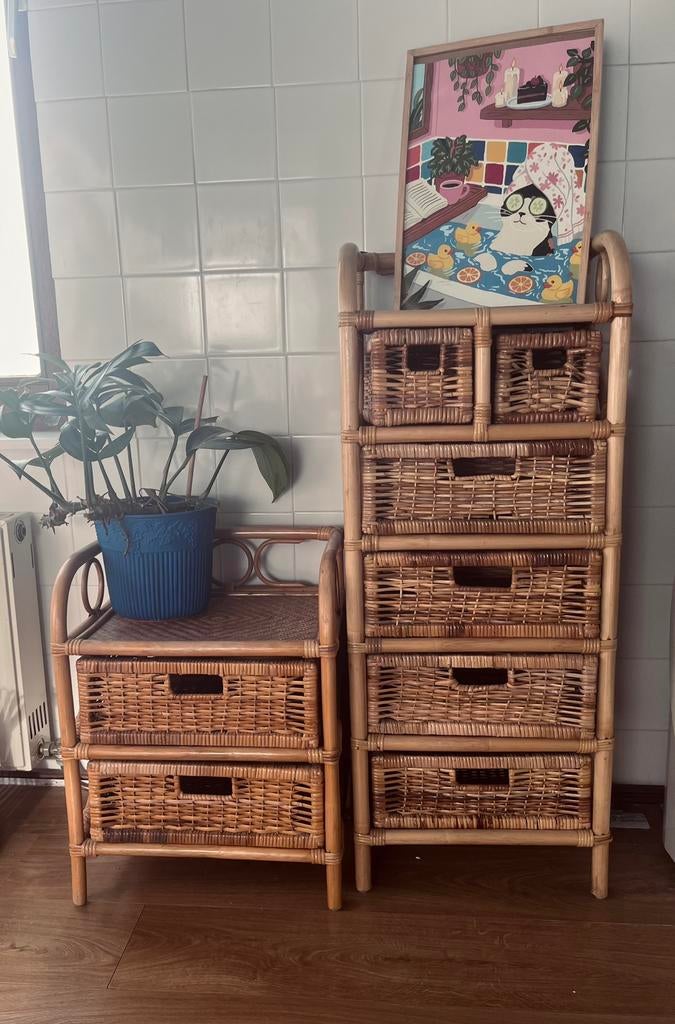 Rotan ladekastjes set, Ophalen, Zo goed als nieuw
