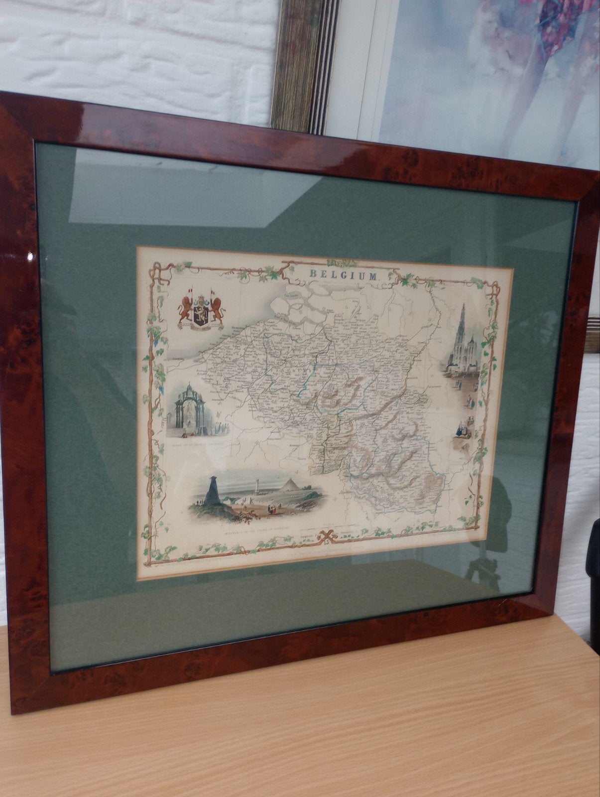 Carte historique 1851, Antiquités & Art, Art | Dessins & Photographie, Enlèvement ou Envoi, Carte, Aquarelle, Avec passe-partout