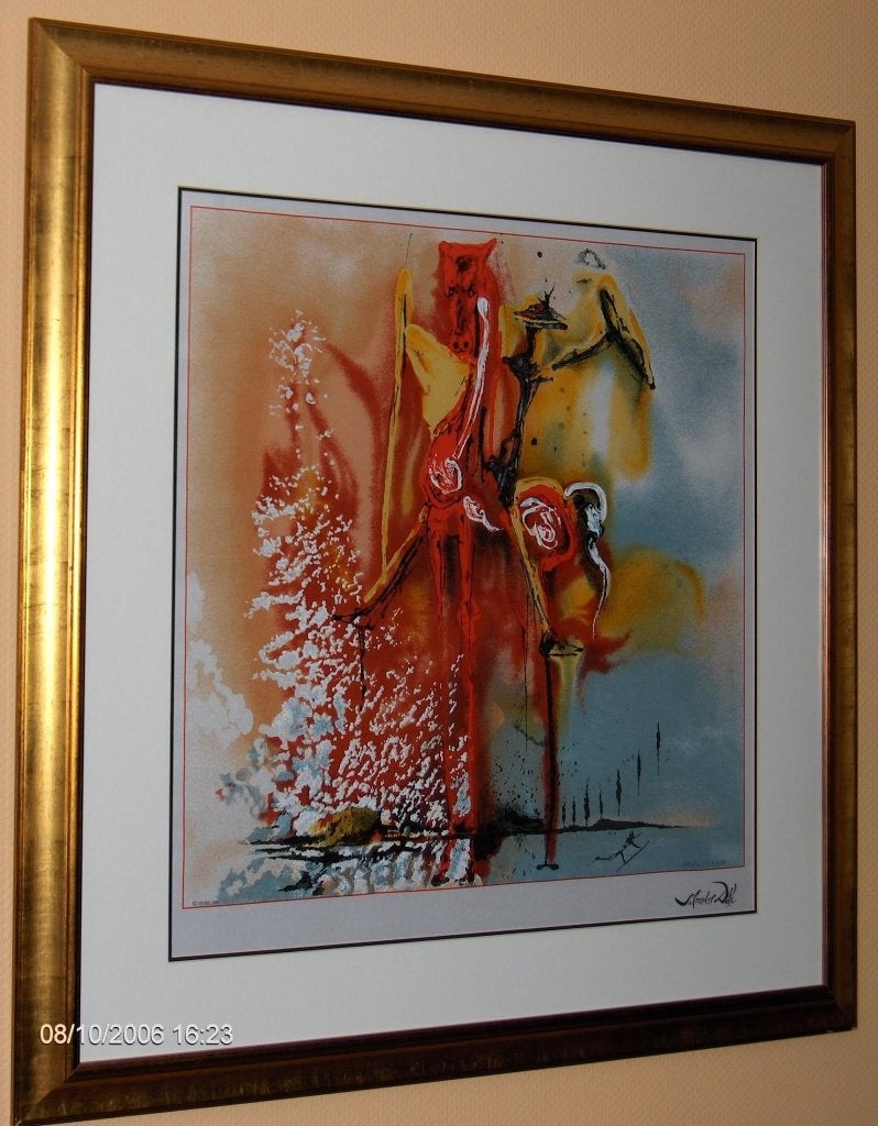 Sérigraphie sur soie "le chevalier Moyenâgeux" - S. Dali, Édition limitée, Enlèvement, Sérigraphie