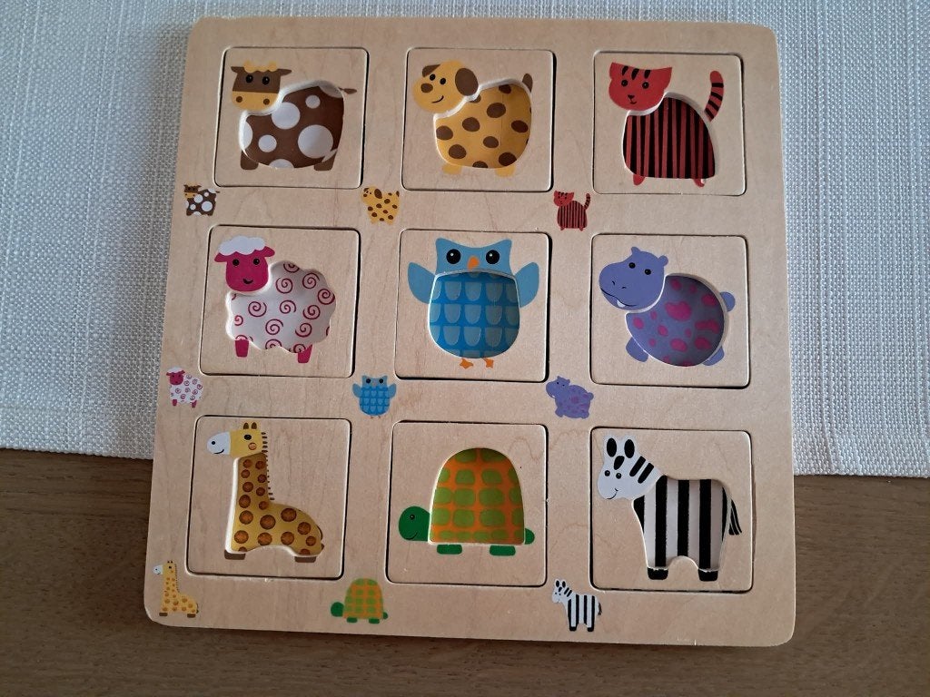 7 houten legpuzzel, Kinderen en Baby's, Speelgoed | Kinderpuzzels, Ophalen, Gebruikt