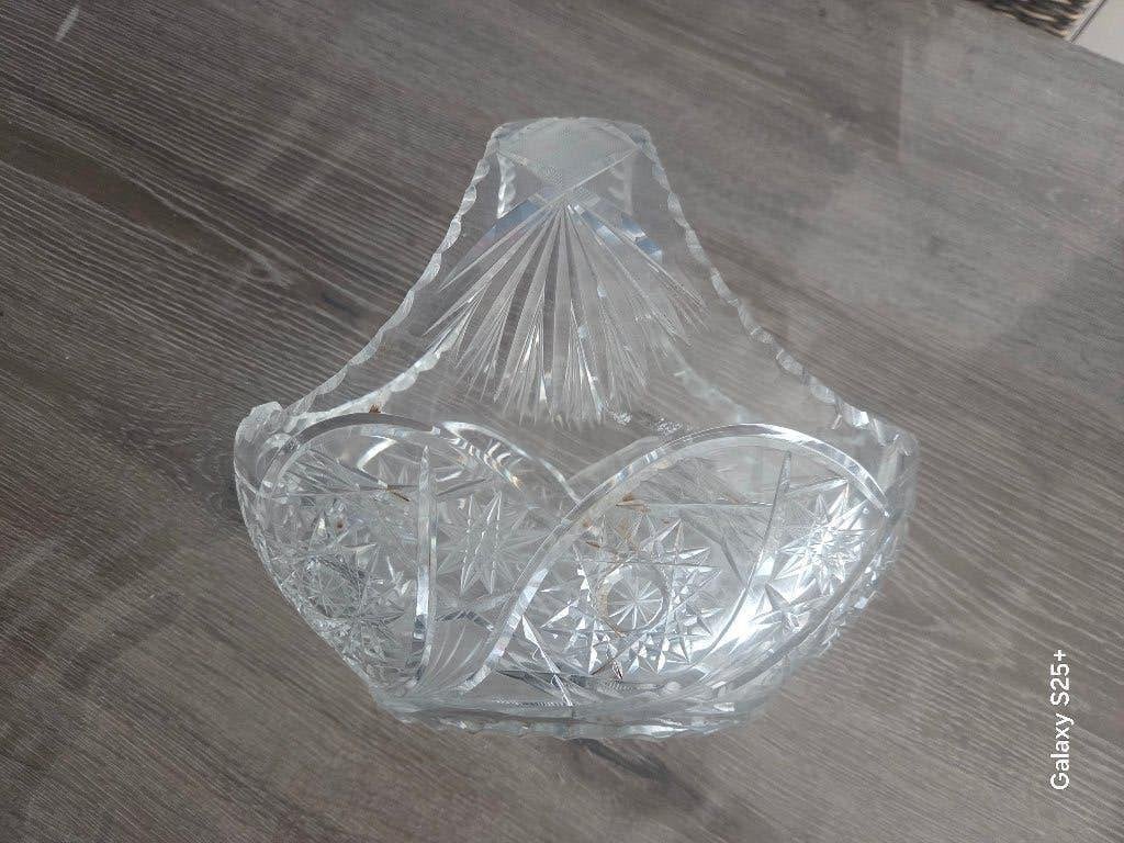 Grande coupe en forme de panier de table en cristal H21cm, Antiquités & Art, Antiquités | Verre & Cristal, Enlèvement