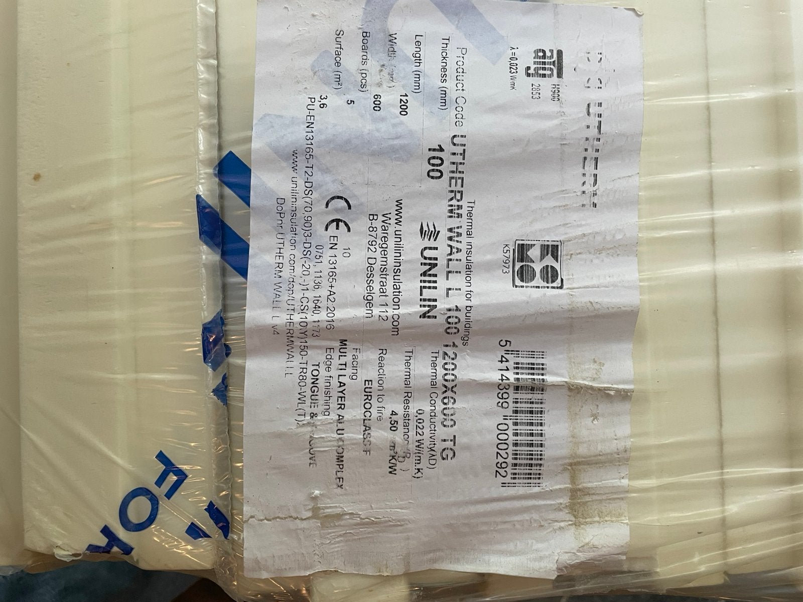 Unilin utherm 100 mm gloednieuw, Doe-het-zelf en Bouw, Isolatie en Afdichting, Ophalen of Verzenden, Zo goed als nieuw