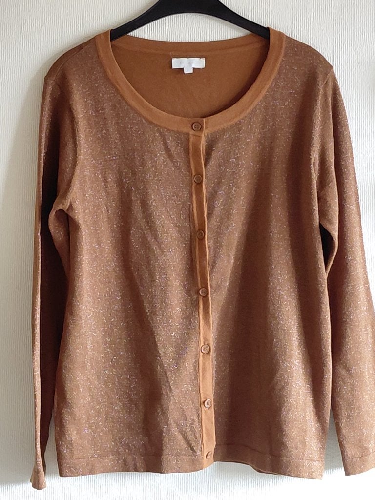 Camel kleurig cardigan, maat L, BEL&BO, Taille 42/44 (L), Enlèvement ou Envoi, Bel&Bo, Brun