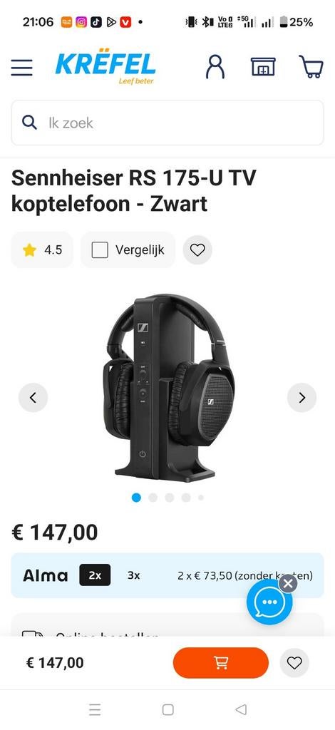 Home cinema headset Sennheiser bijna nooit gebruikt, Ophalen