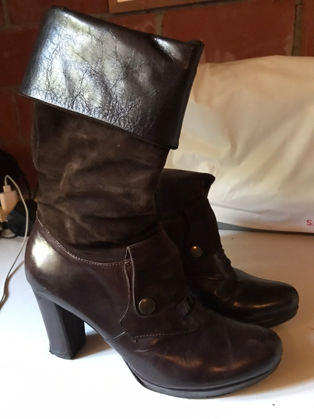 Bottes en cuir marron, Vêtements | Femmes, Brun, Boots et Botinnes, Porté, Envoi