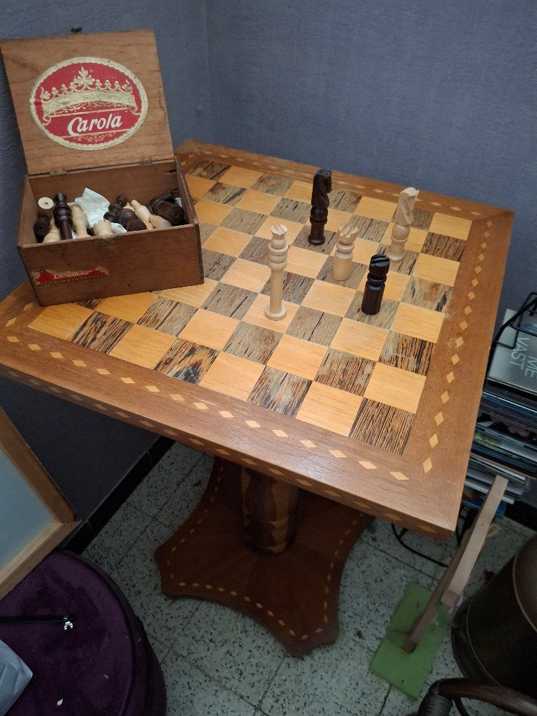 Schaaktafel in hout, Diversen, Ophalen, Gebruikt