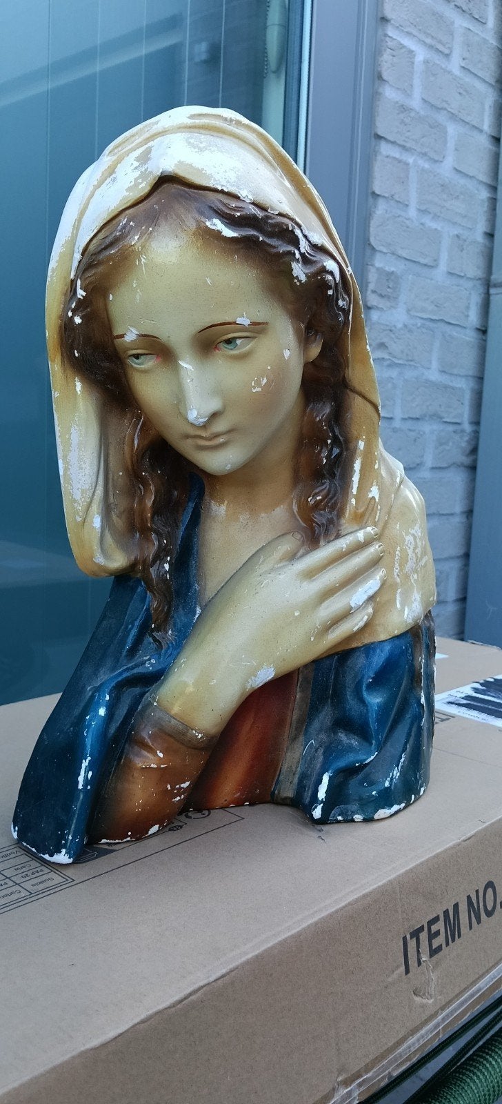Borstbeeld in gips, Heilige maagd Maria., Ophalen of Verzenden