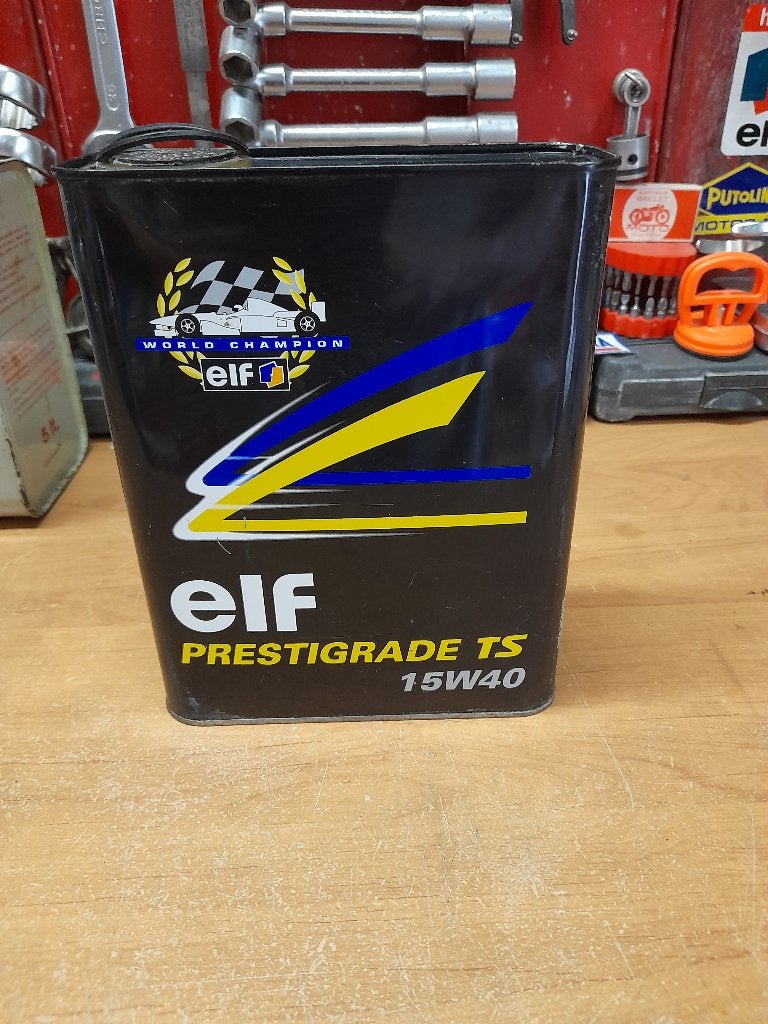 Oude lege oliekan elf prestigrade ts 15w40, Verzamelen, Merken en Reclamevoorwerpen, Gebruikt, Overige typen, Verzenden