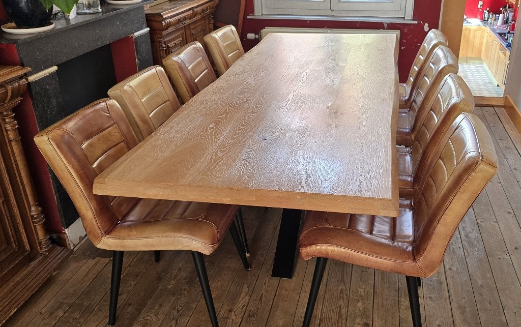Eettafel massief eik 240 x 100 cm (Eleonora Mix & Match), Huis en Inrichting, Tafels | Eettafels, Ophalen, Gebruikt, Eikenhout