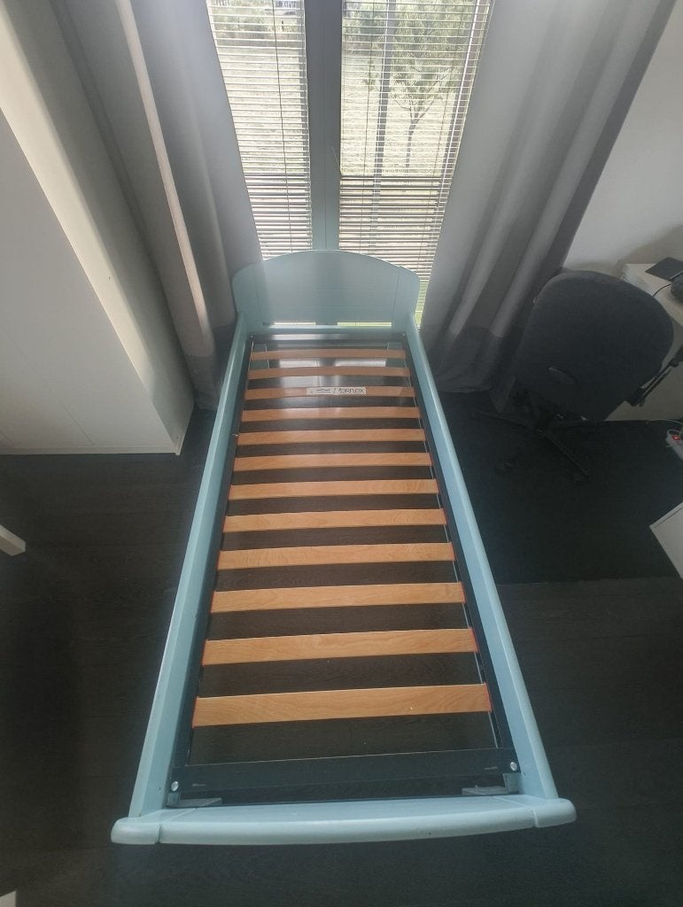 Eenpersoonsbed, Huis en Inrichting, Slaapkamer | Bedden, Ophalen, 90 cm, Eenpersoons, Blauw