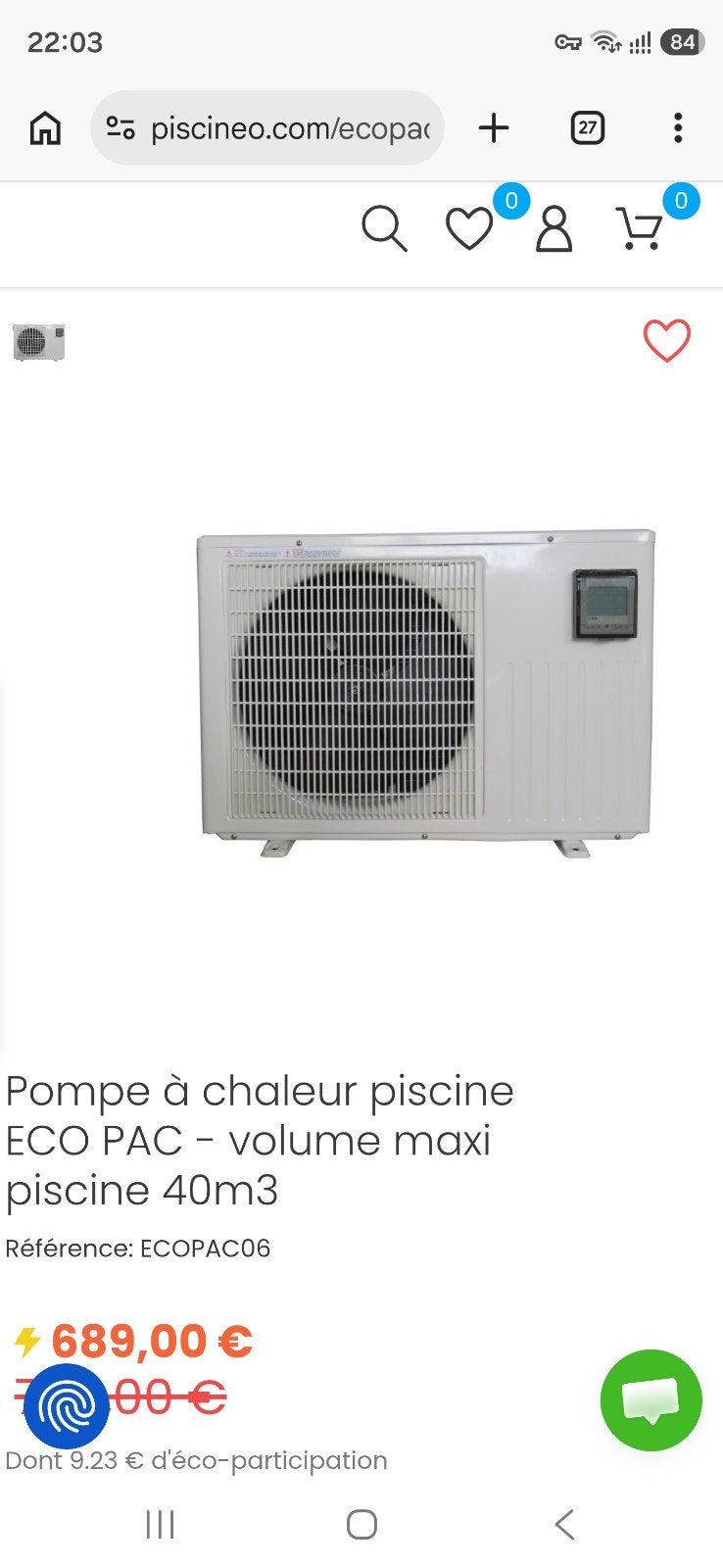 Pompe à chaleur piscine eco 06, Enlèvement, Utilisé, Autres types