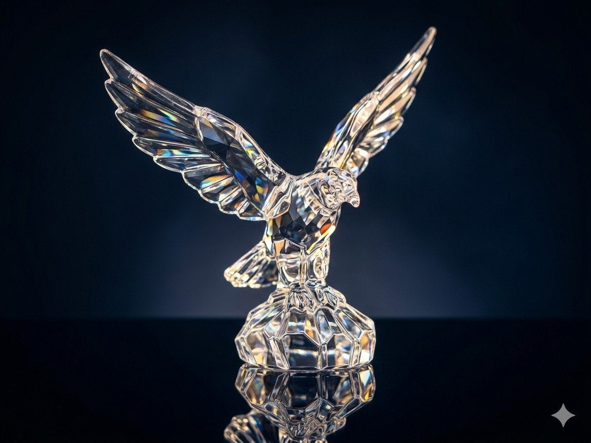Statue aigle en verre / cristal transparent, Enlèvement ou Envoi, Figurine