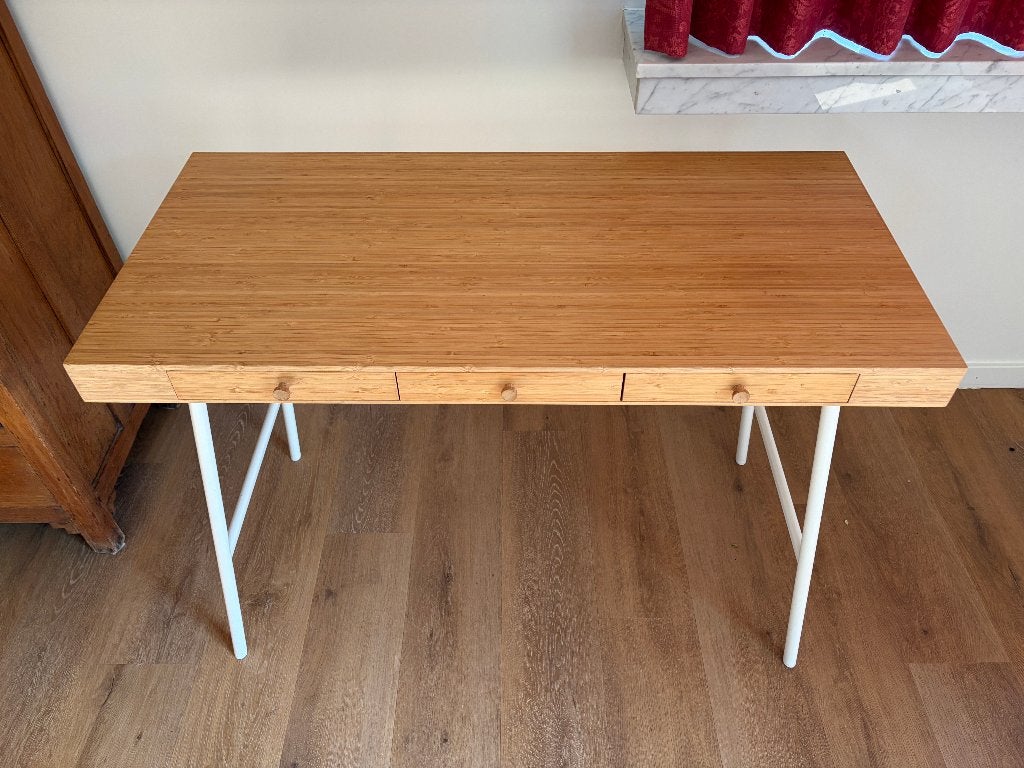Ikea LILLÅSEN bureau, bamboe - nieuwstaat, Ophalen, Met lades, Secretaire, Bruin