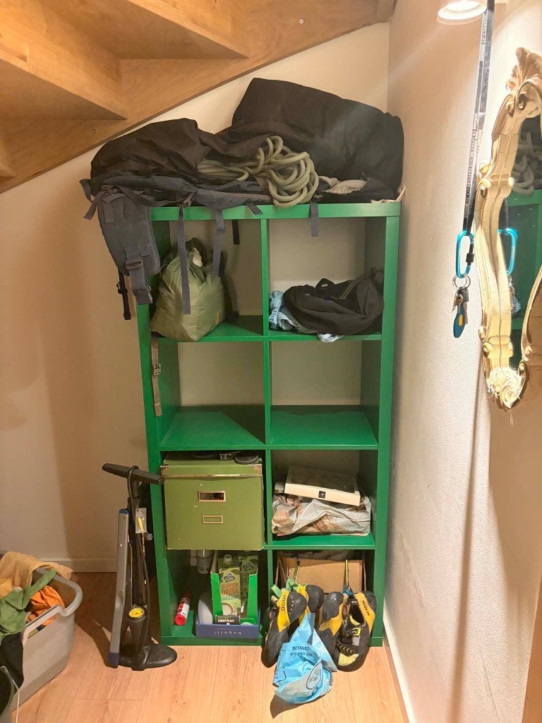 Groene IKEA KALLAX open kast (2x4 vakken), 25 à 50 cm, Avec tablette(s), Comme neuf, Enlèvement