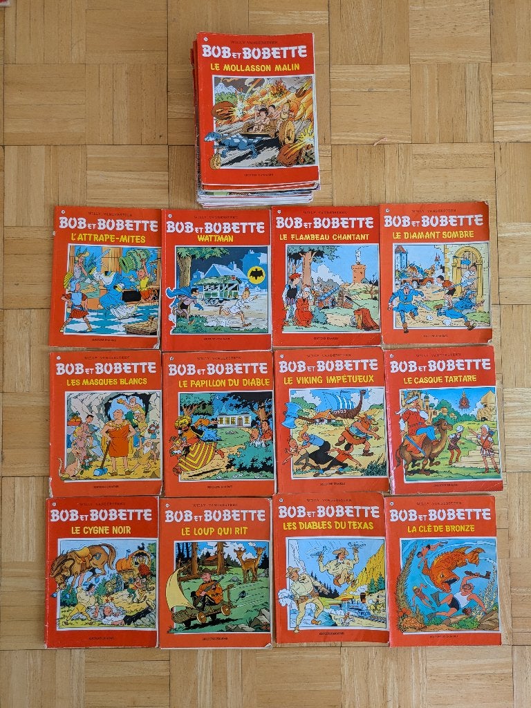Groot lot 78 BD— Bob en Bobette, Kuifje, Asterix, Smurf, Willy Vandersteen, Meerdere stripboeken, Ophalen, Gelezen