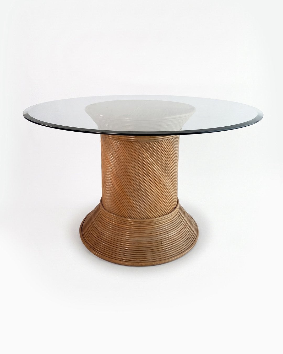 Vintage ronde pencil reed bamboe eettafel, Huis en Inrichting, Tafels | Eettafels, Ophalen, Zo goed als nieuw