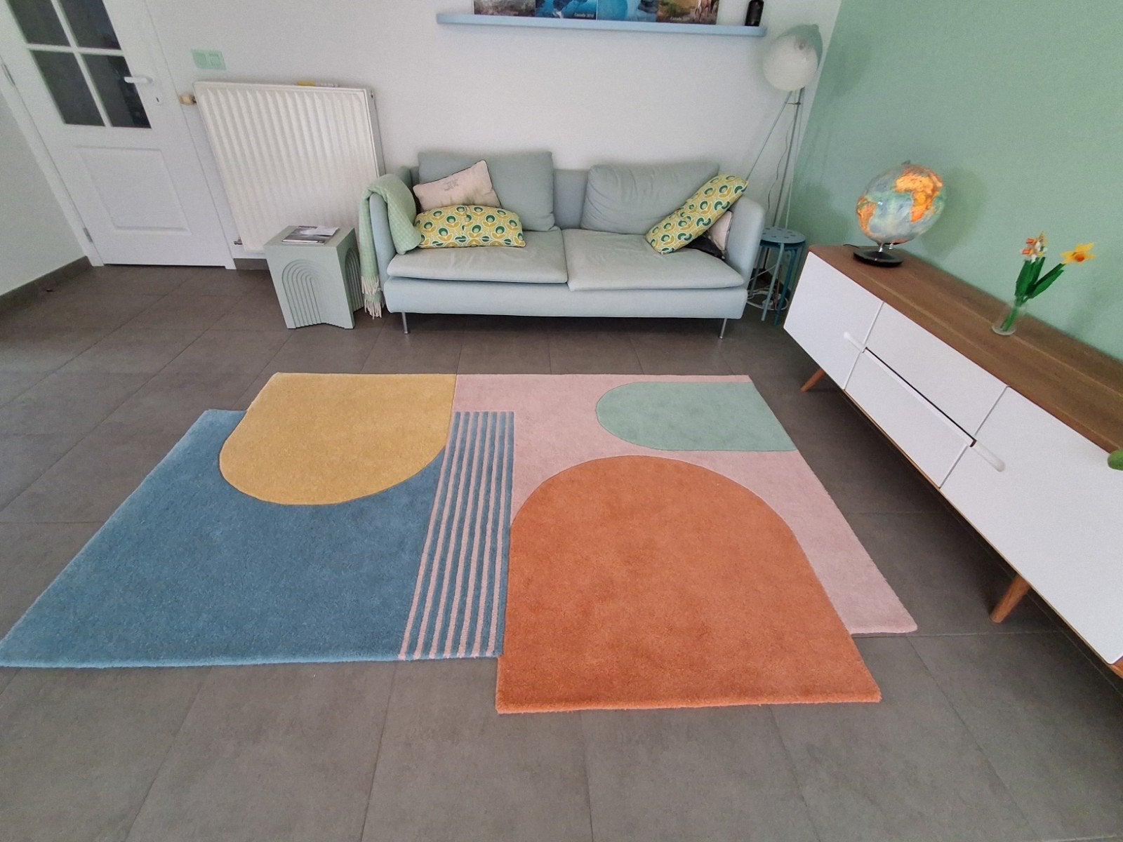 Flair Rugs : tapis géométrique amusant, 200 cm ou plus, Orange, Comme neuf, 100 à 150 cm