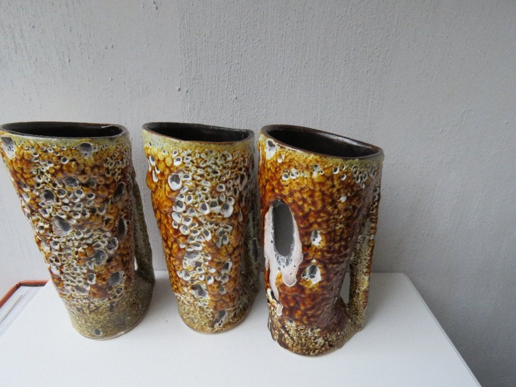 Le Cyclope Potterie Annecy Fat Lava 3 vases, Enlèvement ou Envoi