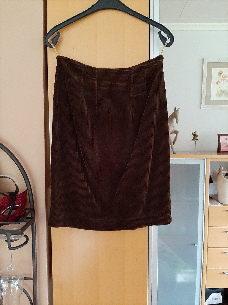 jupe velours brune (genoux) T38, Kleding | Dames, Bruin, Zo goed als nieuw, C&A, Boven de knie