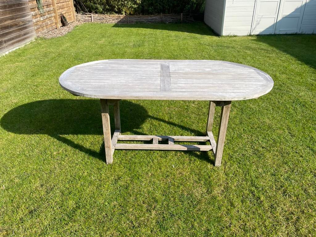 Tuintafel met 4 stoelen, Ophalen, Gebruikt, Ovaal, Teakhout