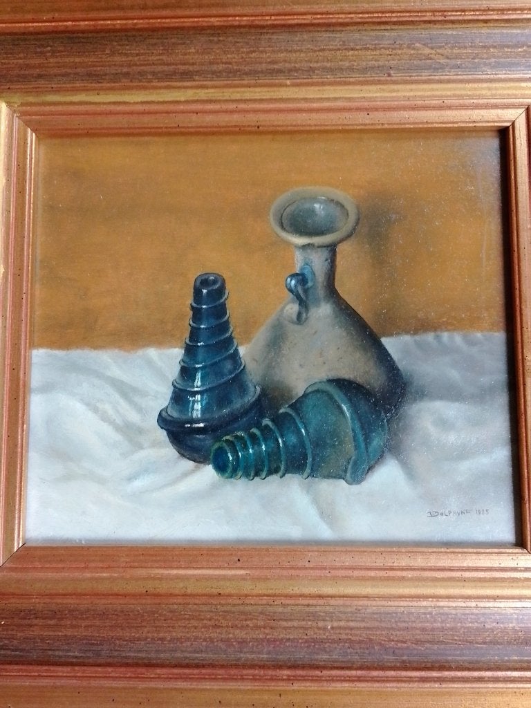 Willem Dolphyn  1935 - 2016  Stilleven Attributen, Envoi, Daté, Nature morte