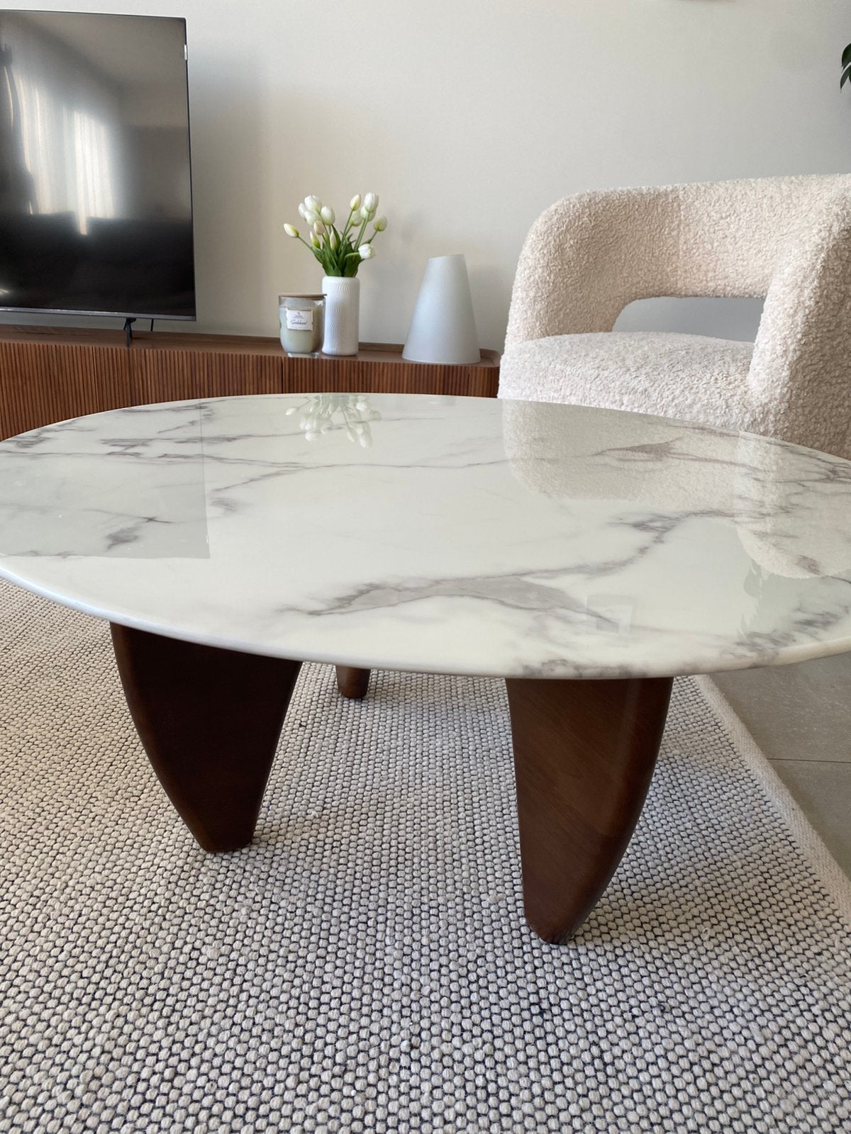 Echte marmer salontafel NIEUW 90cm, Ophalen, Zo goed als nieuw