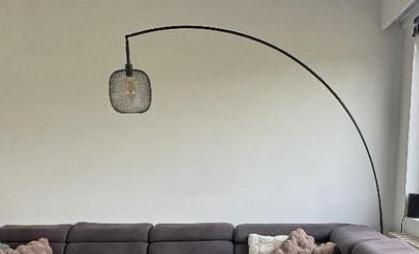 Ikea Skaftet booglamp met 2 lampenkappen, Ophalen, Gebruikt