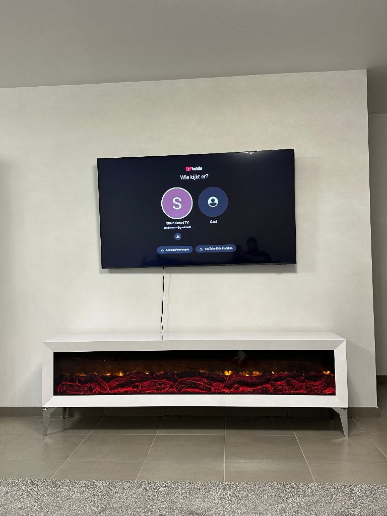 LUXE TV MEUBEL MET ELEKTRISCHE SFEERHAARD, Huis en Inrichting, Ophalen, Overige materialen, 150 tot 200 cm, Zo goed als nieuw