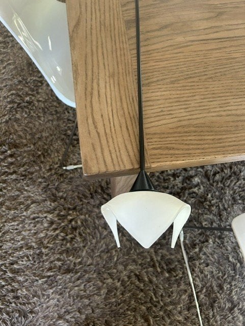 Design hanglamp – metaal & mat satijnglas, Huis en Inrichting, Ophalen, Gebruikt, GU10, Design