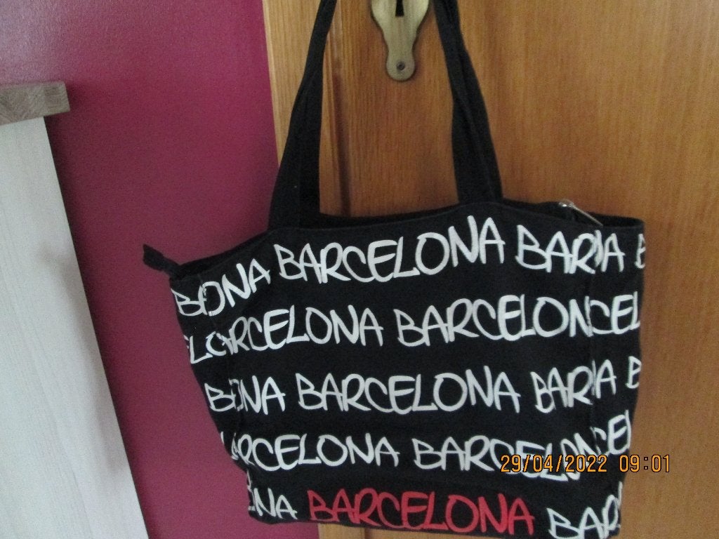 Sac d’épaule en tissu noir doublé « BARCELONE », Bijoux, Sacs & Beauté, Enlèvement, Neuf, Noir, Shopper