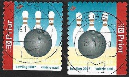 2 Postzegels Bowling België 2007 Sport (II), Ophalen of Verzenden, Gestempeld, 1e dag stempel, Sport