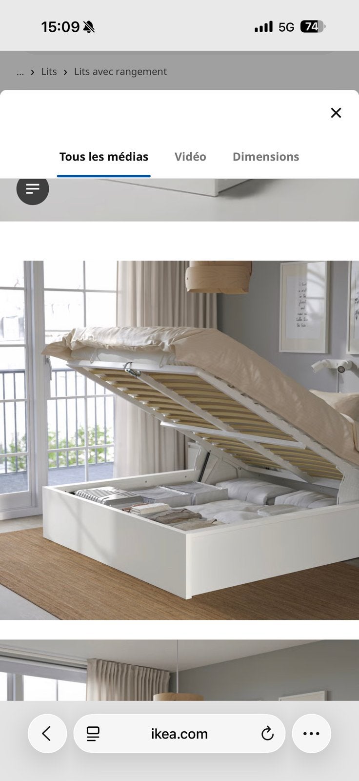Lit + matelas + 2 tables de nuit, Huis en Inrichting, Slaapkamer | Bedden, Ophalen, Zo goed als nieuw, 160 cm, Hout