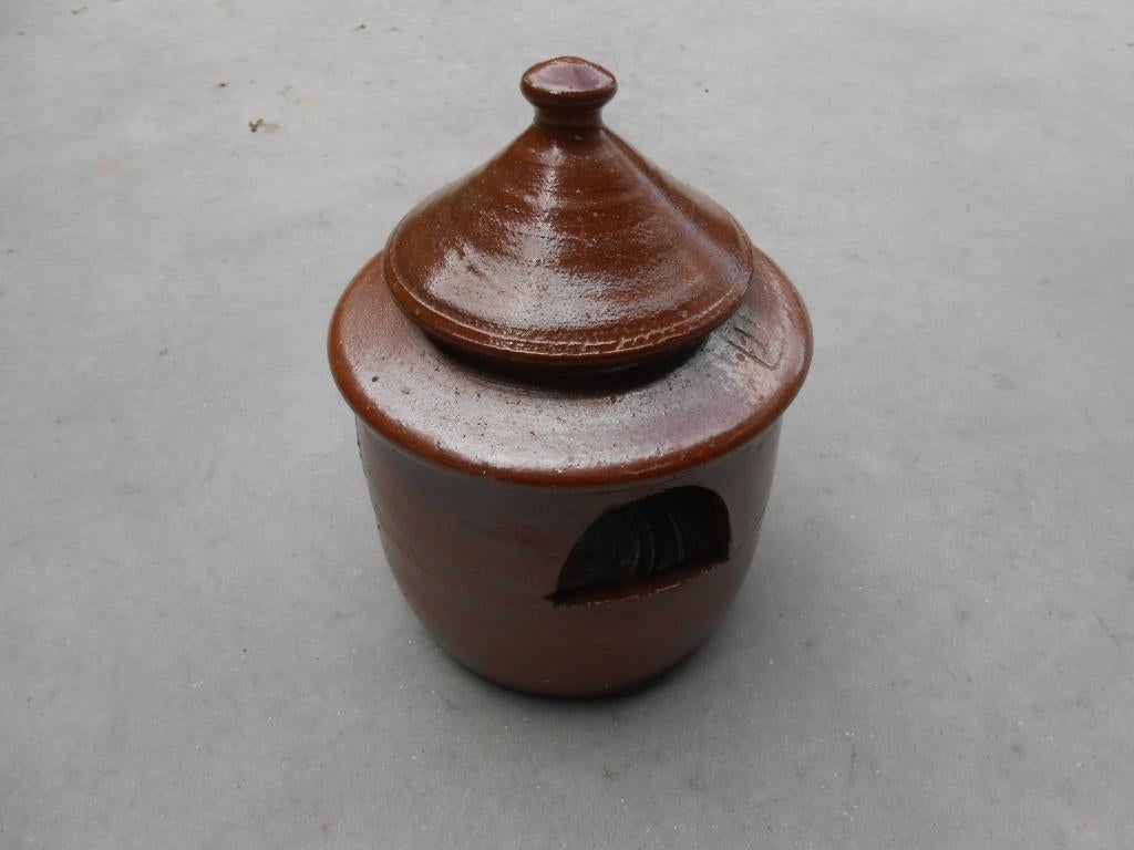 drinkpot 1,5L voor duiven steen vintage keramiek bruin, Enlèvement ou Envoi