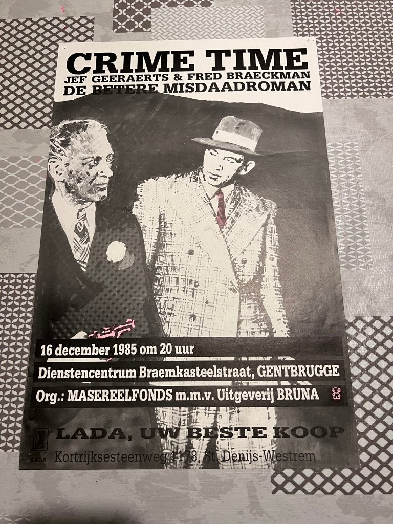 Vintage Poster Crime Tim, De betere misdaadroman, Deurposter of groter, Ophalen of Verzenden, Reclame, Rechthoekig Staand