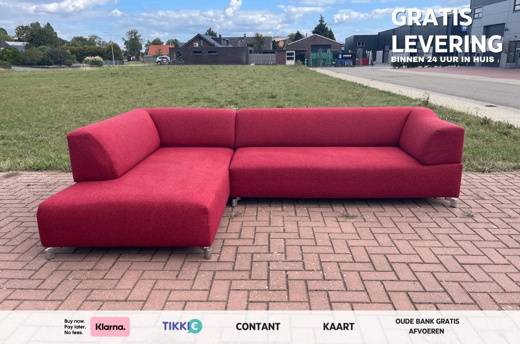 Leolux Faya Lobi rode hoekzetel–Premium comfort, 100 à 125 cm, Quatre personnes ou plus, 150 à 200 cm, Comme neuf