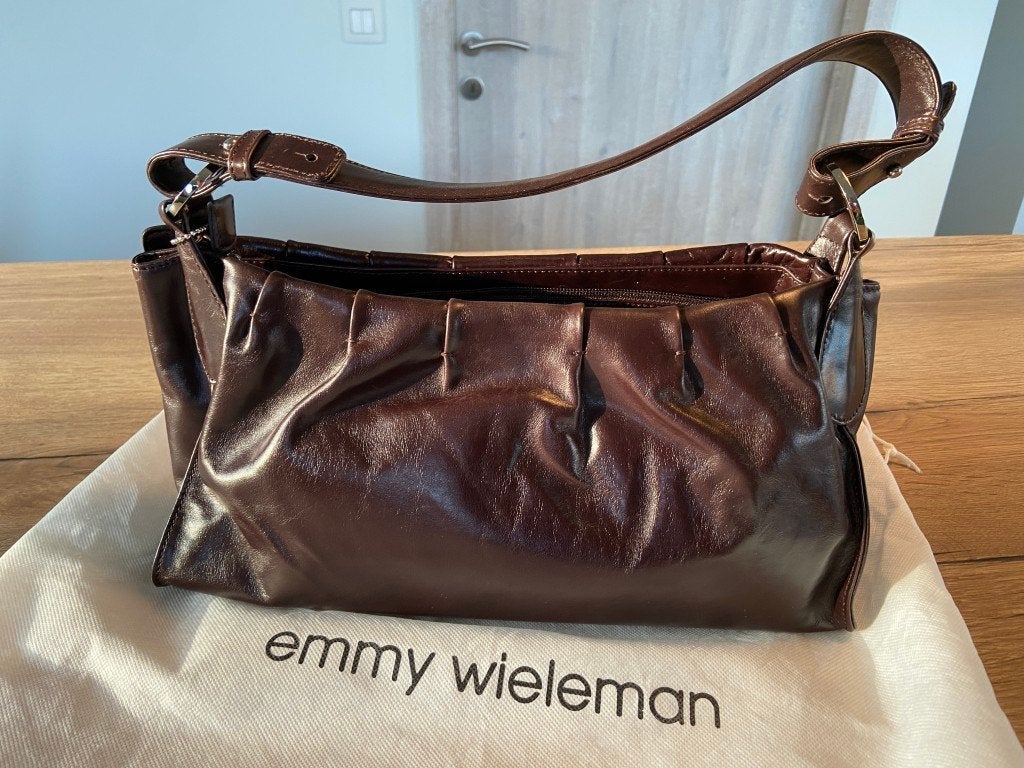 Lederen handtas "Emmy Wieleman"   NIEUW, Ophalen of Verzenden, Nieuw, Bruin, Handtas