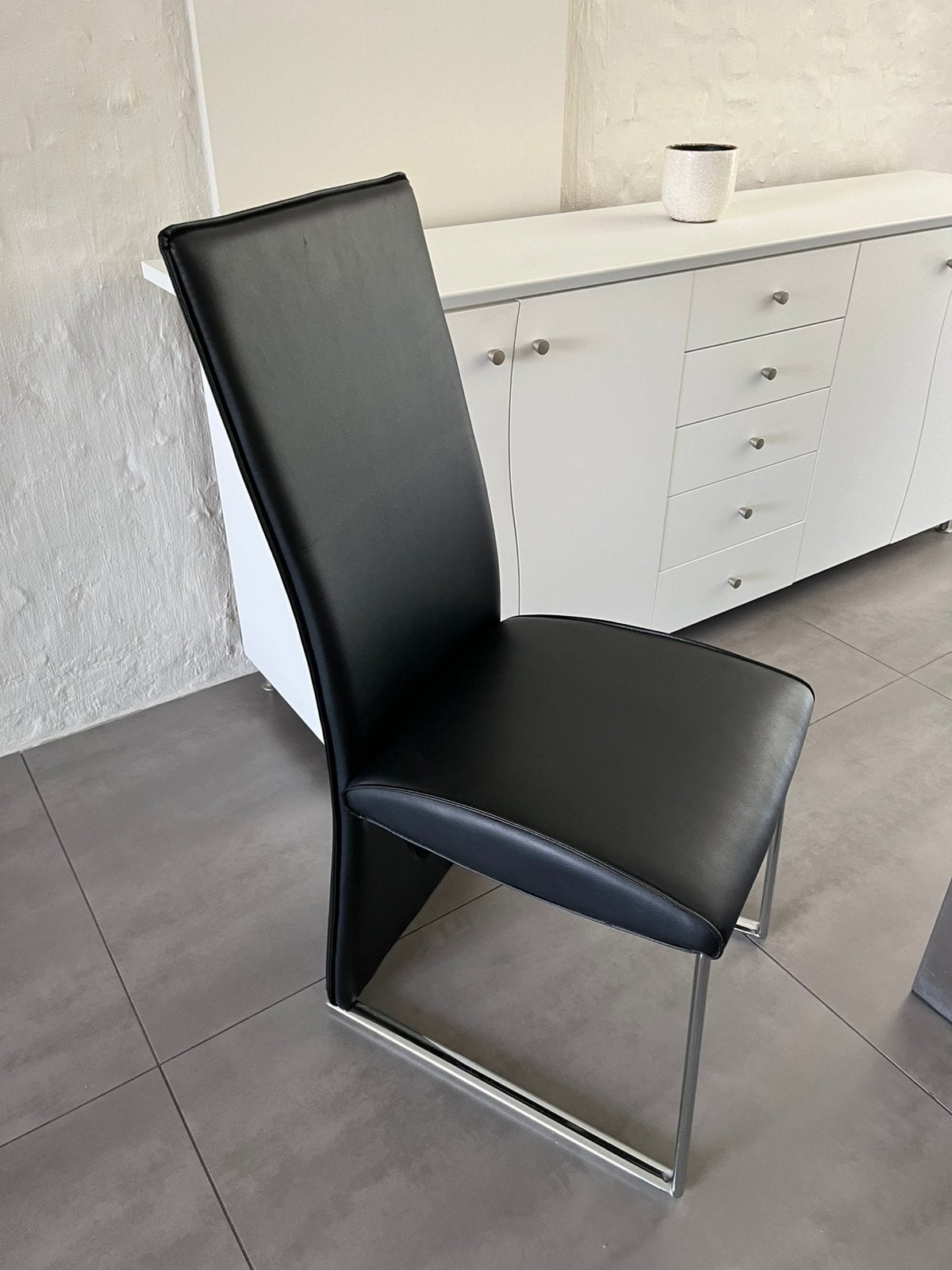 Stoelen eettafel 8 st, Ophalen, Zwart, Leer, Zo goed als nieuw