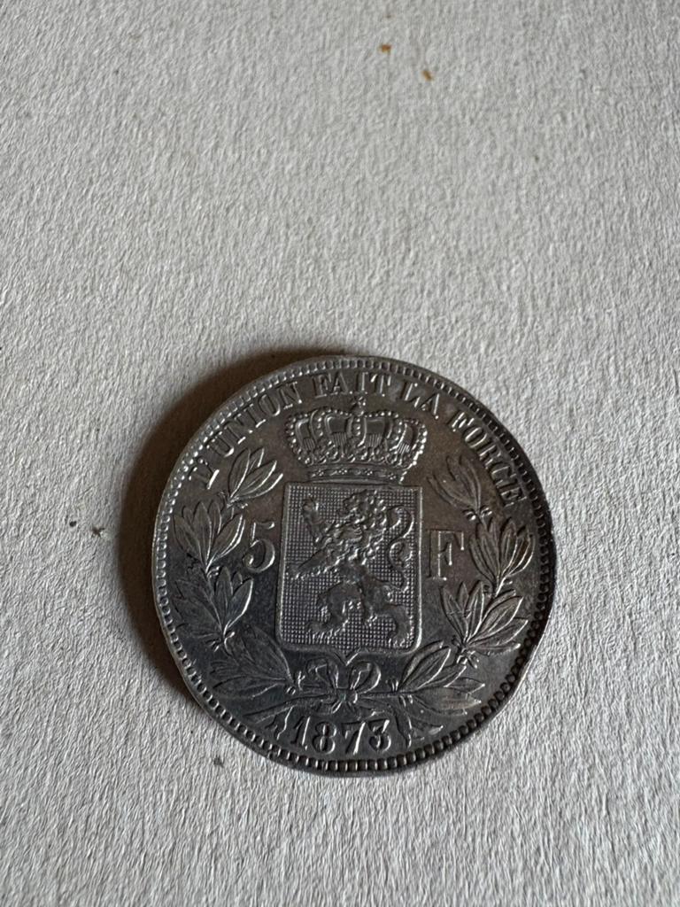 5 Francs 1873 Belgique, Timbres & Monnaies, Monnaies | Belgique, Enlèvement ou Envoi, Monnaie en vrac, Argent, Argent