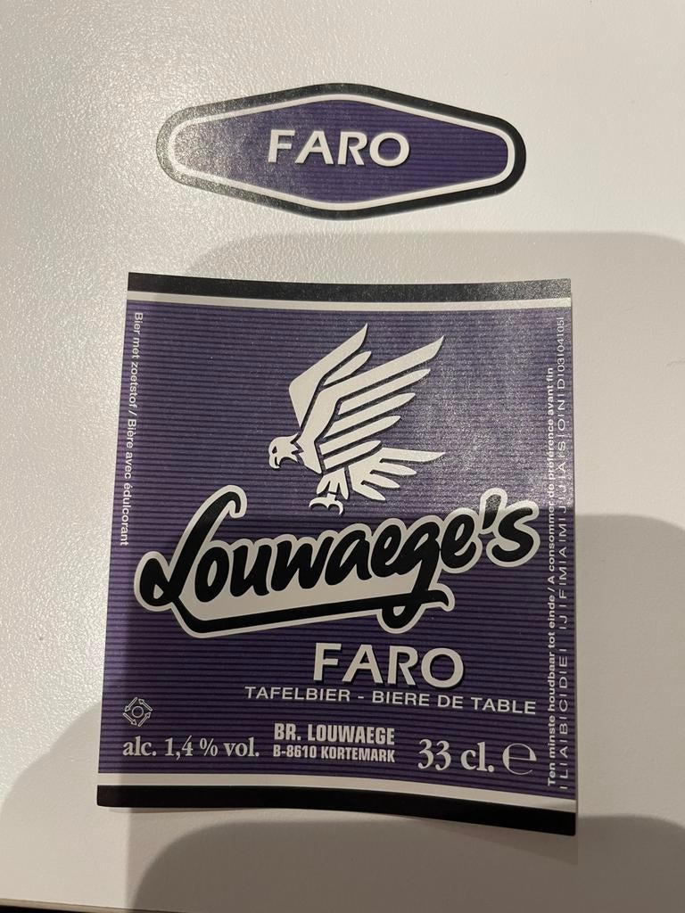 Louwaege’s Faro tafelbier fles etiket bier, Verzamelen, Ophalen of Verzenden, Zo goed als nieuw