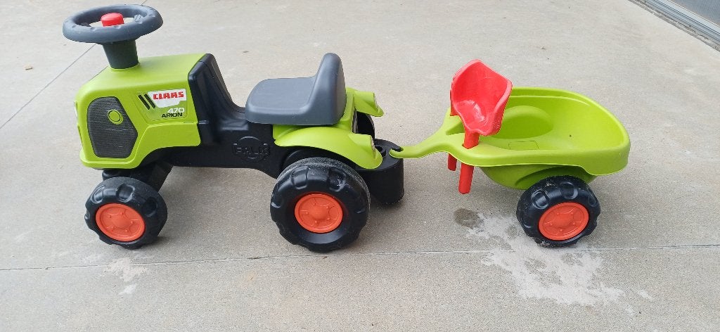 Tractor Claas met aanhangwagen, schop en harkje, Ophalen, Gebruikt