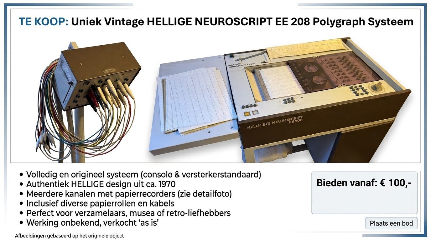 Vintage HELLIGE Neuroscript EE 208 EEG (‘70), Antiek en Kunst, Ophalen