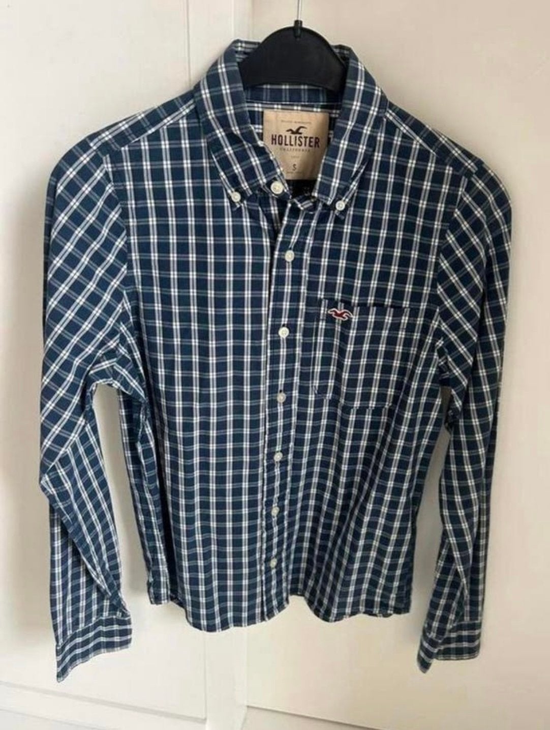 Geruit hemdje Hollister man  - small, Ophalen of Verzenden, Zo goed als nieuw, Blauw, Halswijdte 38 (S) of kleiner