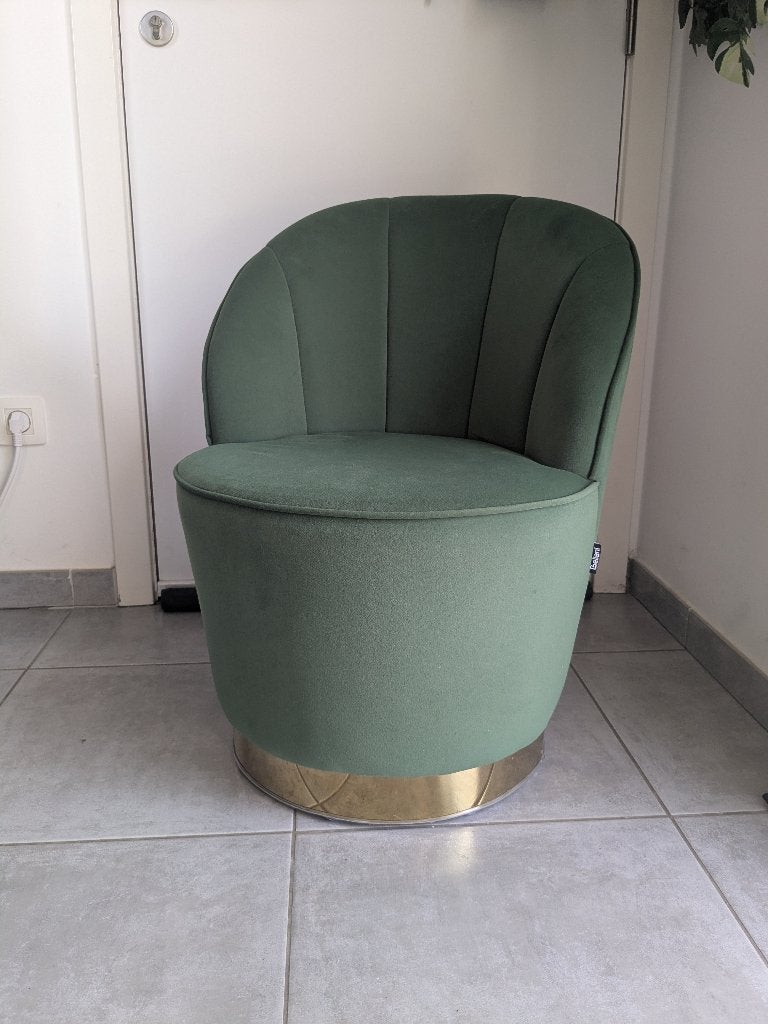 Fauteuil Beliani Alby velours vert foncé, Ophalen, Zo goed als nieuw, Stof, 50 tot 75 cm