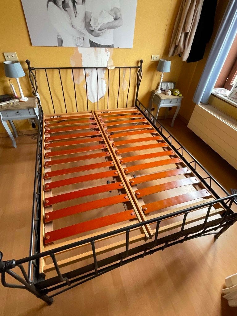 Oerdegelijk ijzeren bed 1m402.00m, Ophalen, Zwart, Tweepersoons, 140 cm