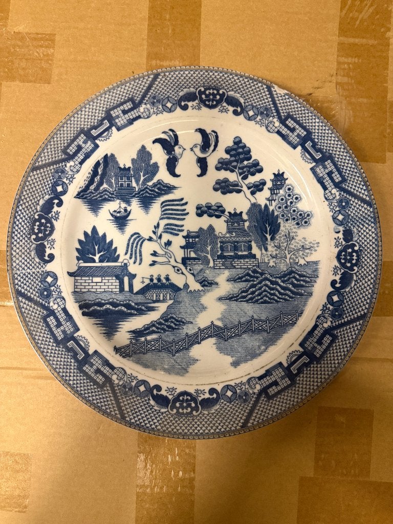 Grand plat ancien en saule bleu — vers 1890, Enlèvement ou Envoi