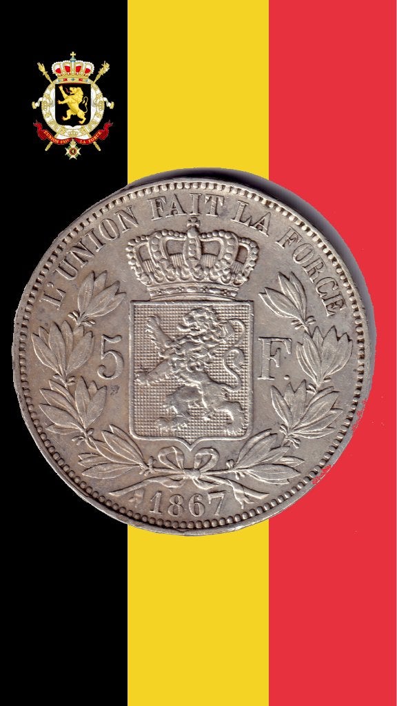 VARIANTE : 5 francs 1867 (point - grand 7) - Léopold II, Monnaie en vrac, Argent, Argent, Envoi