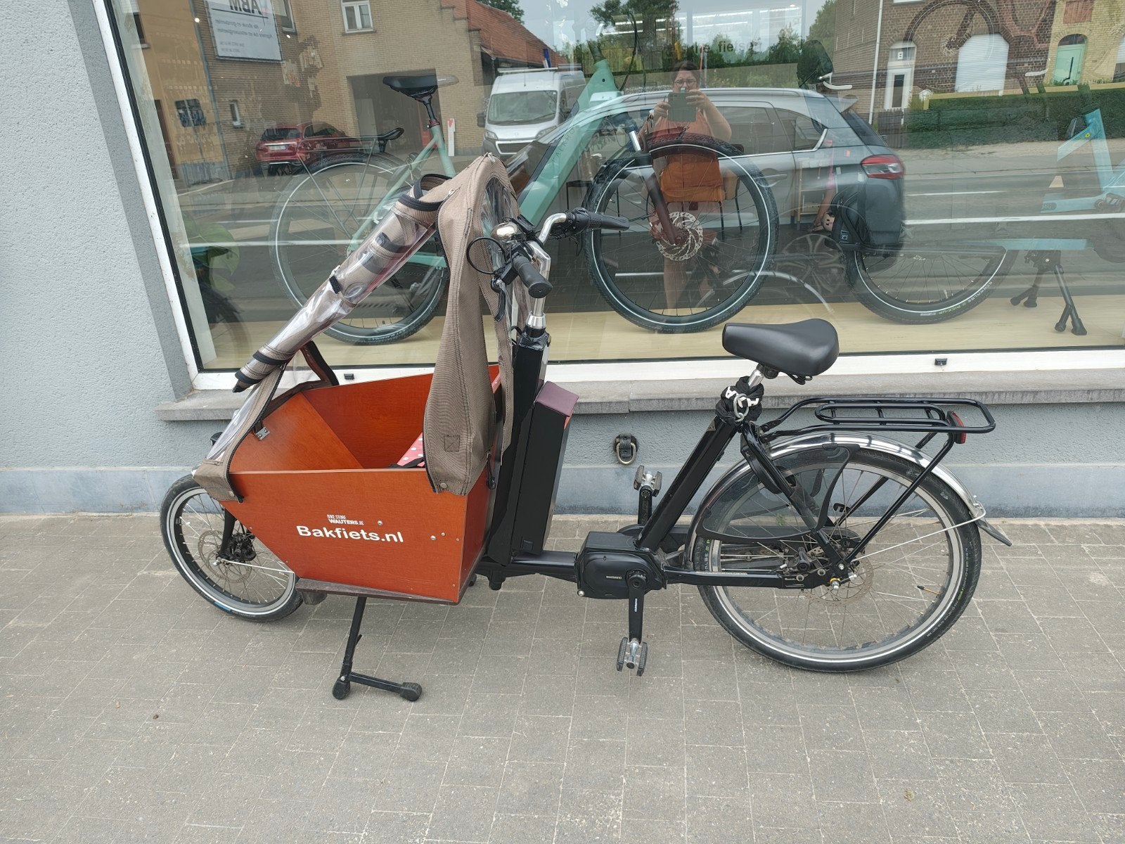 Bakfiets. nl classic short elektrisch met regenkap, Fietsen en Brommers, Ophalen, Elektrisch
